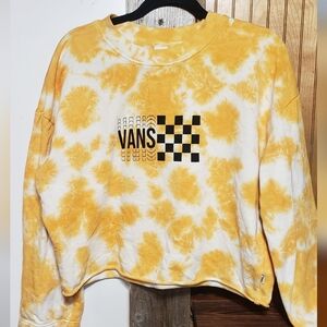 Vans Long Sleeve Cropped Yellow/white Logo XL Sweatshirt Cotton